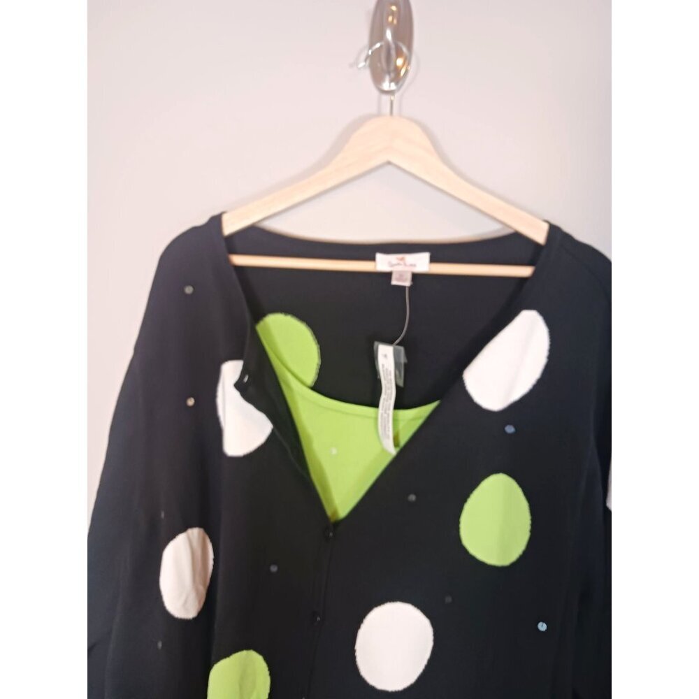 Quacker Factory Polka Dot Sequin 3/4 Length Sleev… - image 3